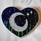 Crescent Moon Painting on Wood Heart