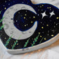 Crescent Moon Painting on Wood Heart