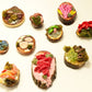 Mushroom Sculptures with Real Moss on Real Wood Slices Polymer Clay Epoxy Resin