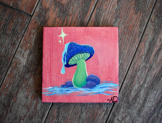 Mini Mushroom Painting | Acrylic on Canvas Original Art
